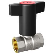 Кран шаровой латунный LD Pride47.15.В-В.ТРДу15Ру40,вн-вн,(Т-рук),(Red+Blue)