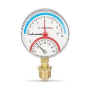 Термоманометр VARMEGA радиальный 80 мм, 6 бар, 120гр.С, 1/2quot;, с отсекающим клапаном, VMMT07-800604