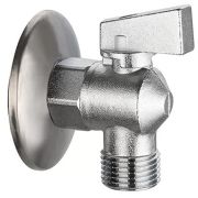 Кран VIEIR шаровый угловой 1/2quot;x1/2quot; матовый хром. с отражателем (80/20) VER33