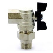 Кран BUGATTI с разъемным соединением угловой НВ 3/4quot; бабочка OREGON серия 594, полный проход