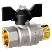 Кран шаровой латунный LD Pride 47.32.В-Н.Б Ду 32 Ру 25 (бабочка с бир.)