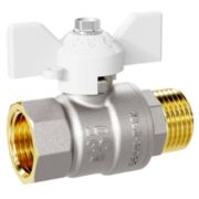 Кран шаровой латунный LD Pride 47.32.В-Н.Б Ду32 Ру25 white (бабочка с бир.)