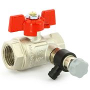 Кран Uni-Fitt шаровой ВВ 1/2« с дренажным вентилем (заглушка 1/4»), бабочка
