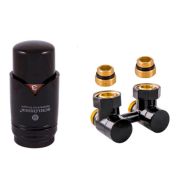 Комплект SCHLOSSER эксклюзивного узла подключения 50 мм с термоголовкой черный RAL 9005 угловой