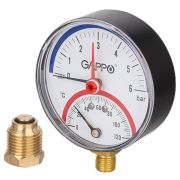 Термоманометр Gappo радиальный в комплекте с автоматическим запорным клапаном 1/2