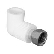Угольник TEBO бел. PP-R 90 град. с накидной гайкой 25х3/4quot; (20/100), арт. 030031005