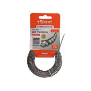 Леска для триммера, d=2.0мм, l=15 м, КРУЧЕНЫЙ КВАДРАТ, армиров. Картон, Sturm!